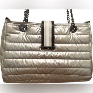 Think Royln Elegant Pearl Silver Quilted Shoulder Bag